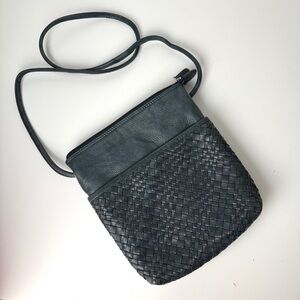 ili New York Genuine Leather Woven Crossbody Mini Bag